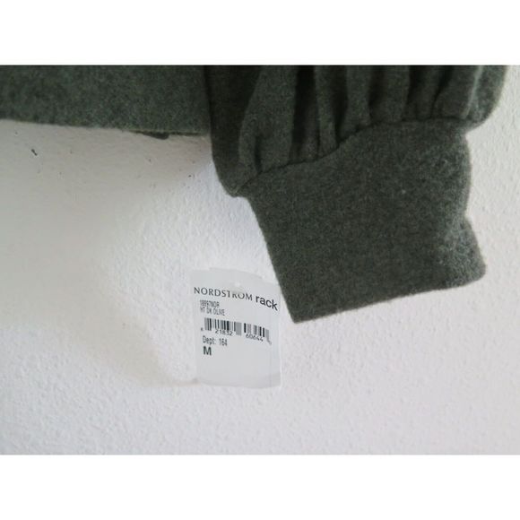 H by Bordeaux Women's Sz M Dark Olive Fleece Boxy Long Sleeve Sweatshirt - Picture 7 of 7